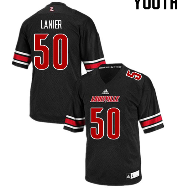 Youth #50 Yirayah LaNier Louisville Cardinals College Football Jerseys Sale-Black - Click Image to Close